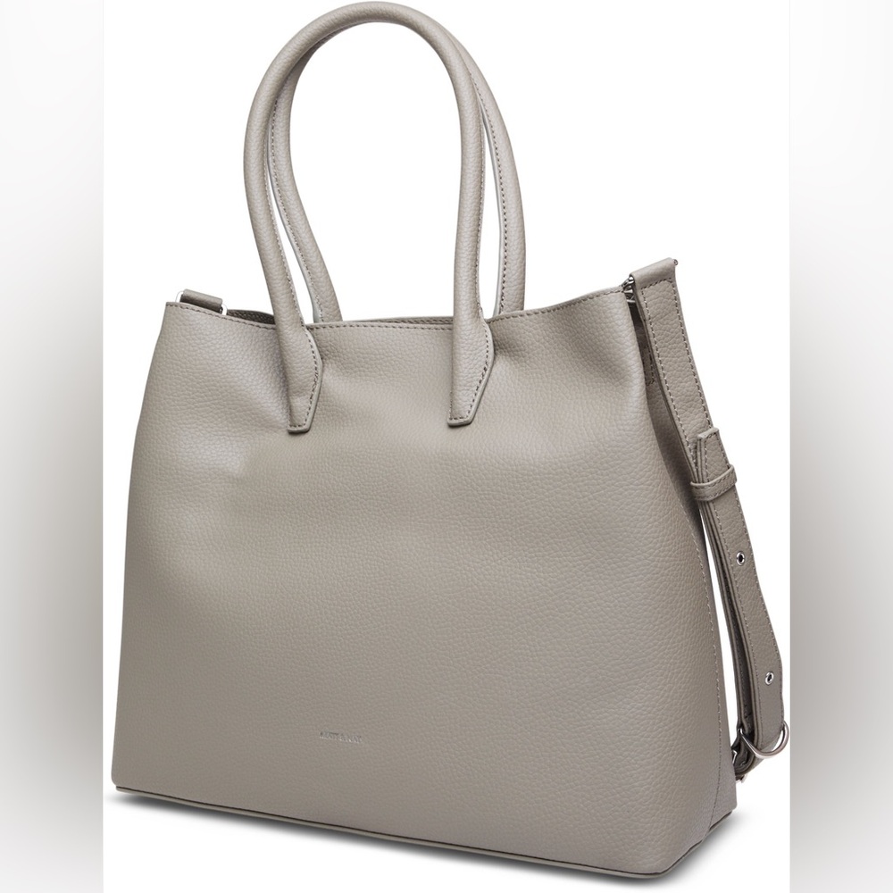 Matt & Nat Taupe Vegan Leather Tote Satchel with Adjustable Strap